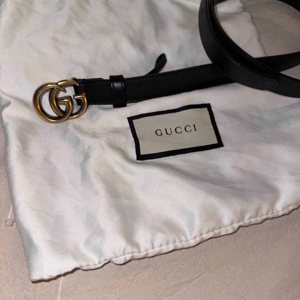 Gucci Marmont Black Leather Belt